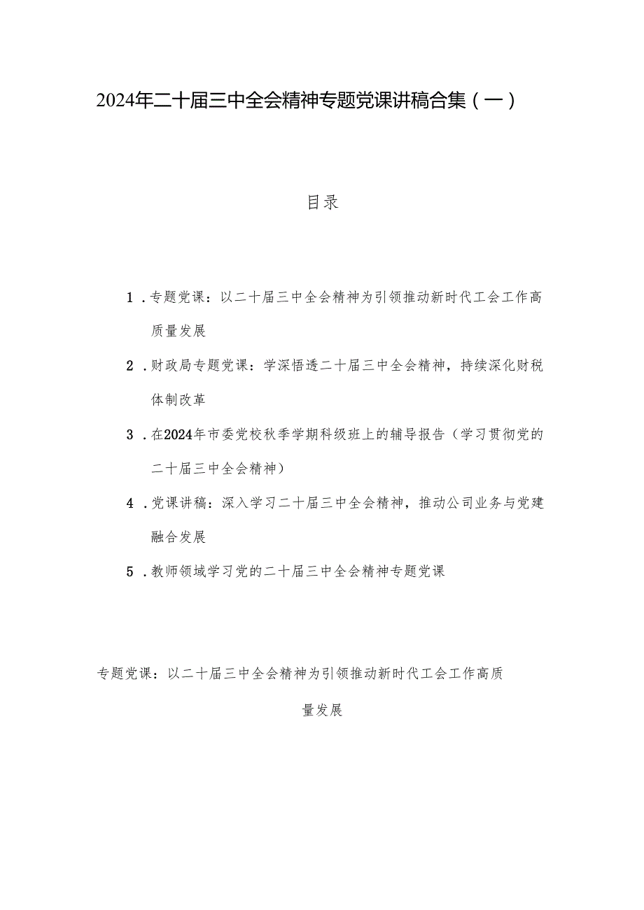 2024年二十三中全会精神专题党课讲稿合集（一）.docx_第1页