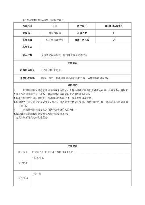 地产集团财务稽核部会计岗位说明书.docx