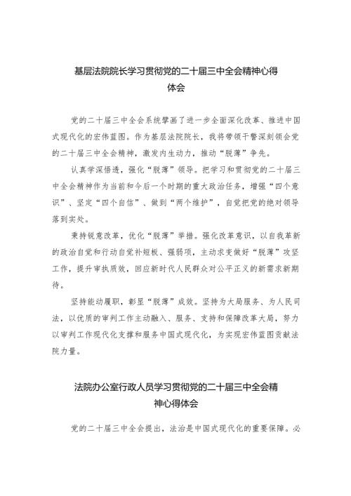 基层法院院长学习贯彻党的二十三中全会精神心得体会优选8篇.docx