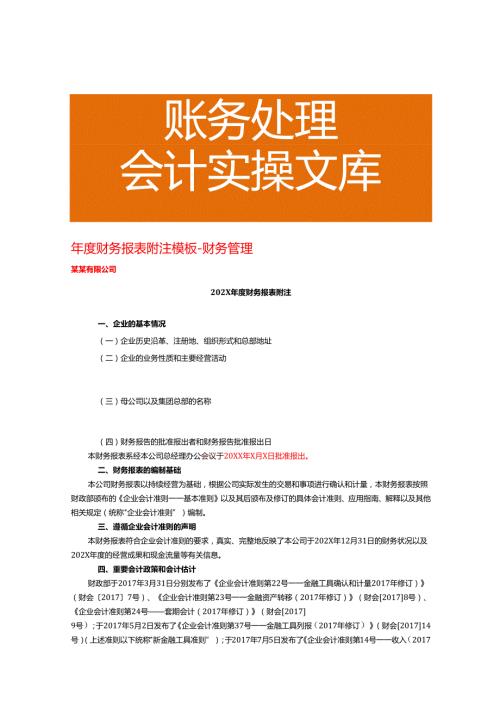 财务报表附注模板财务管理.docx