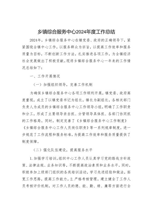 乡镇综合服务中心2024工作总结.docx