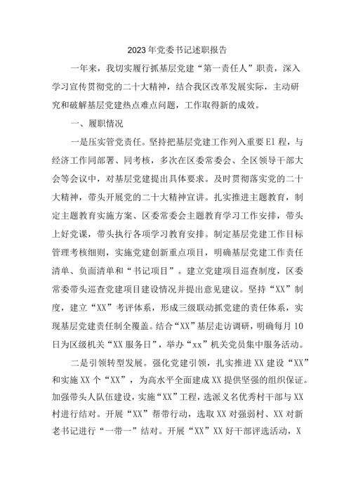 2023年大型商场党委书记述职报告 （5份）.docx