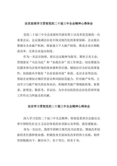 （11篇）法官助理学习贯彻党的二十三中全会精神心得体会汇编最新.docx
