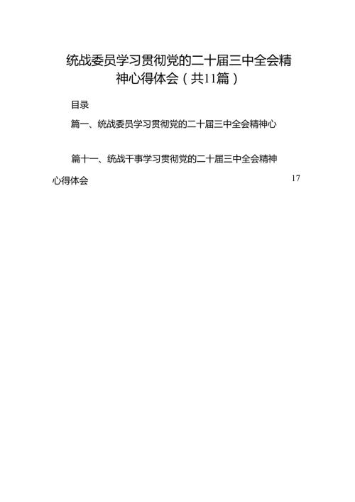 （11篇）统战委员学习贯彻党的二十三中全会精神心得体会（精选）.docx