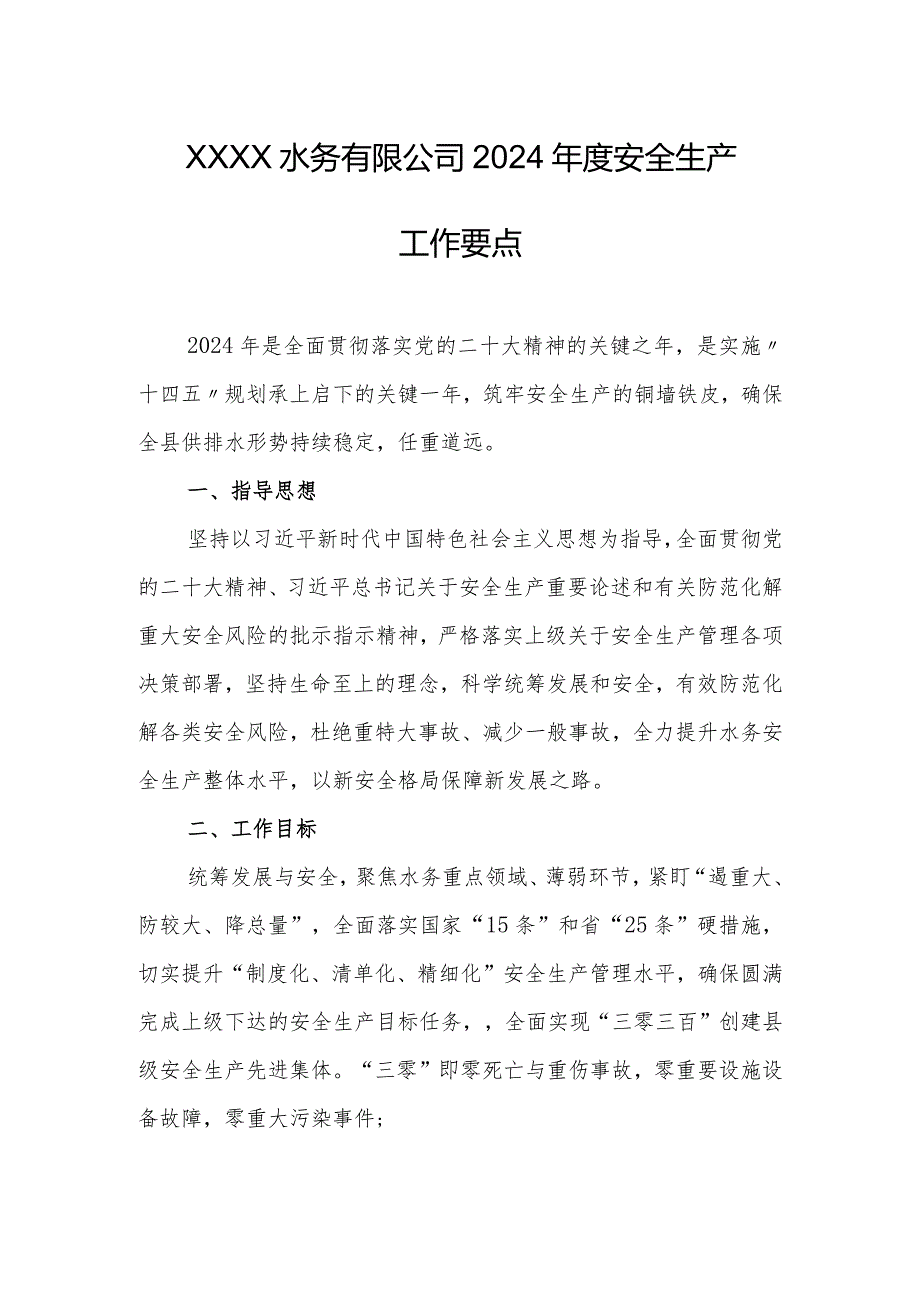 水务有限公司2024安全生产工作要点.docx_第1页