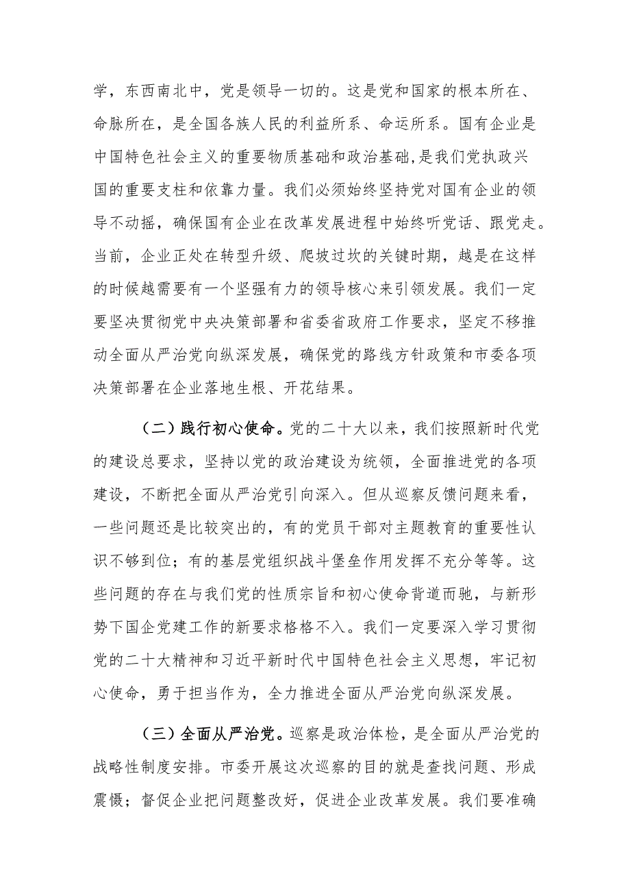企业2024年巡视整改反馈意见会上的讲话范文.docx_第2页