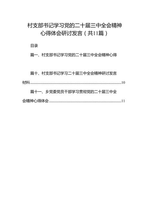 （11篇）村支部书记学习党的二十三中全会精神心得体会研讨发言范文.docx