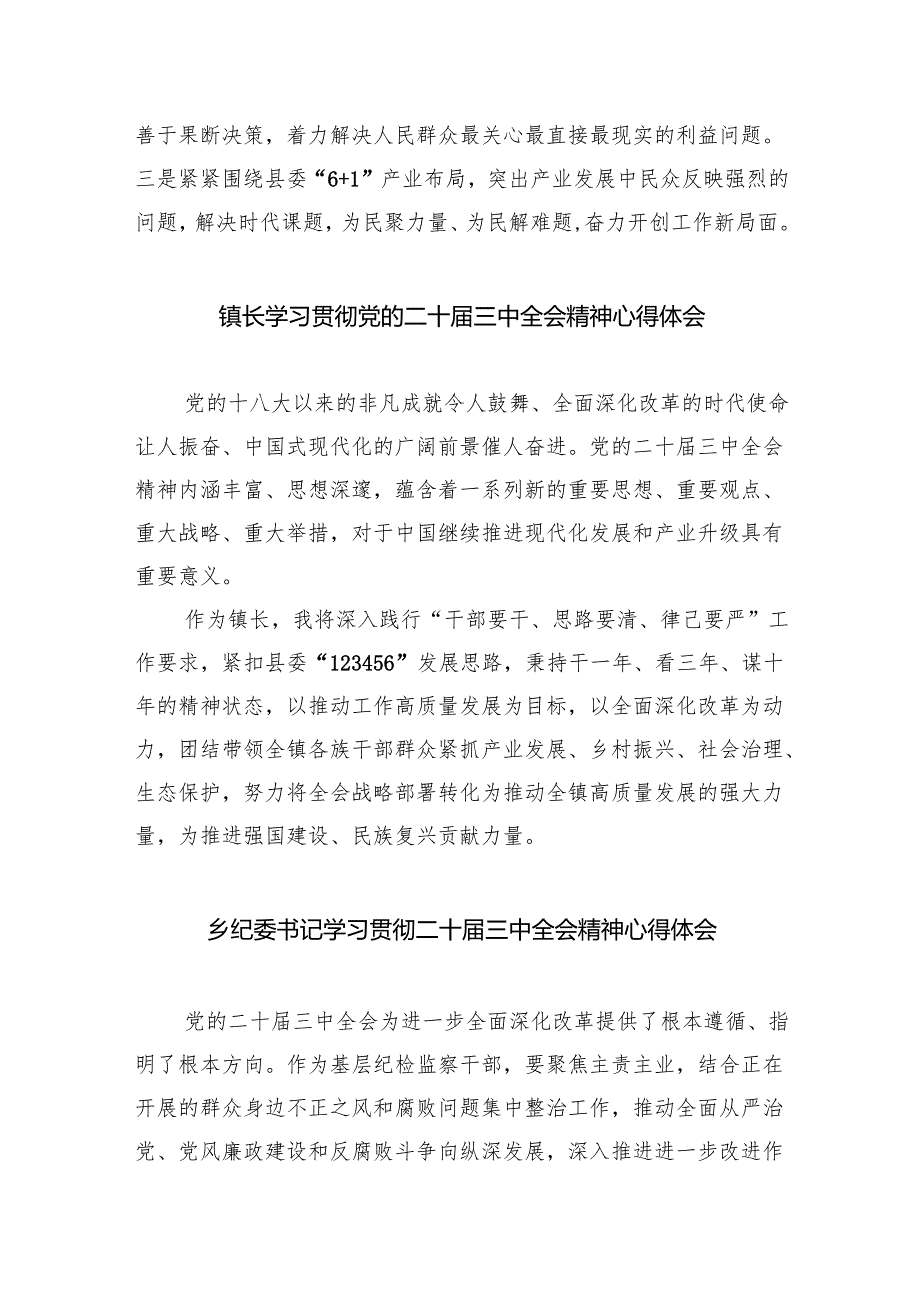 （9篇）镇长学习贯彻党的二十三中全会精神心得体会通用精选.docx_第2页