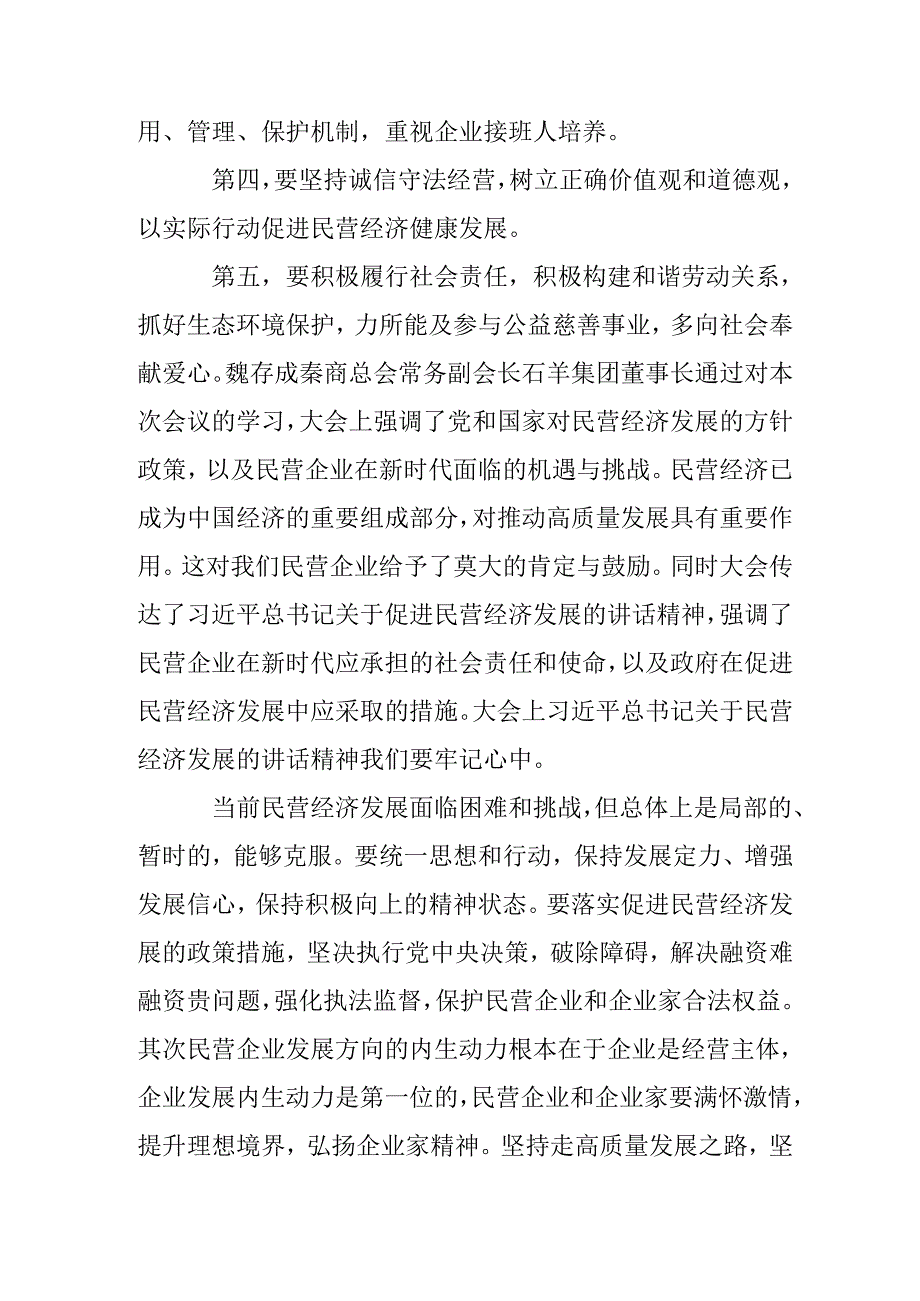 2025年私营企业学习《民营企业座谈会》个人心得感悟 （合计11份）.docx_第3页