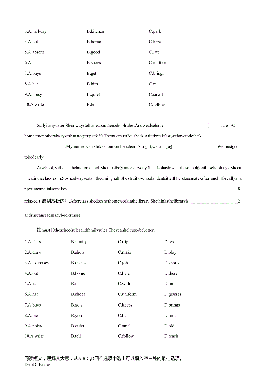 Unit 11 Rules Matter!单元话题完形填空练习（原卷版）.docx_第3页