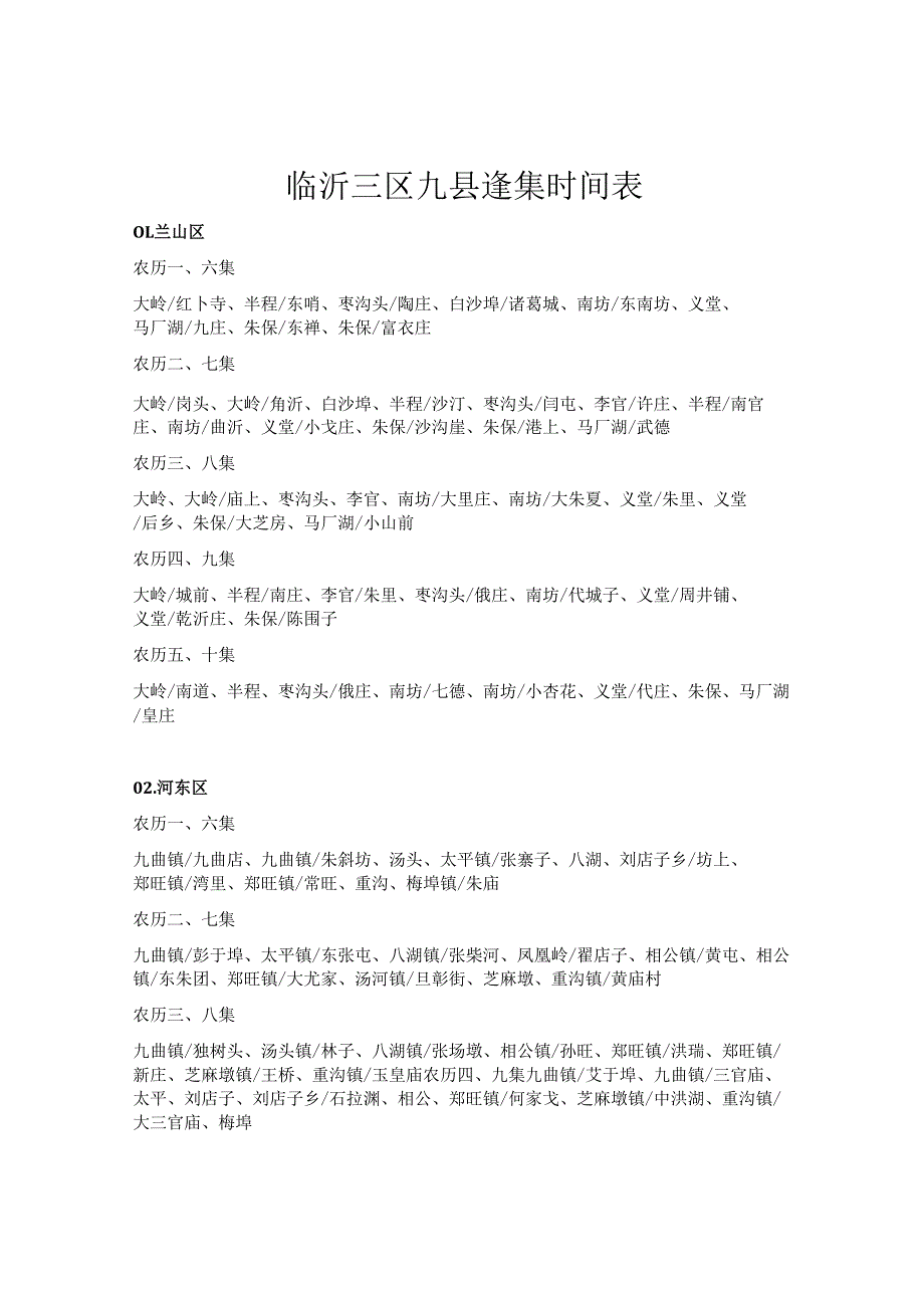临沂三区九县逢集表.docx_第1页