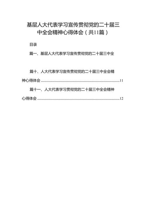 （11篇）基层人大代表学习宣传贯彻党的二十三中全会精神心得体会范文.docx