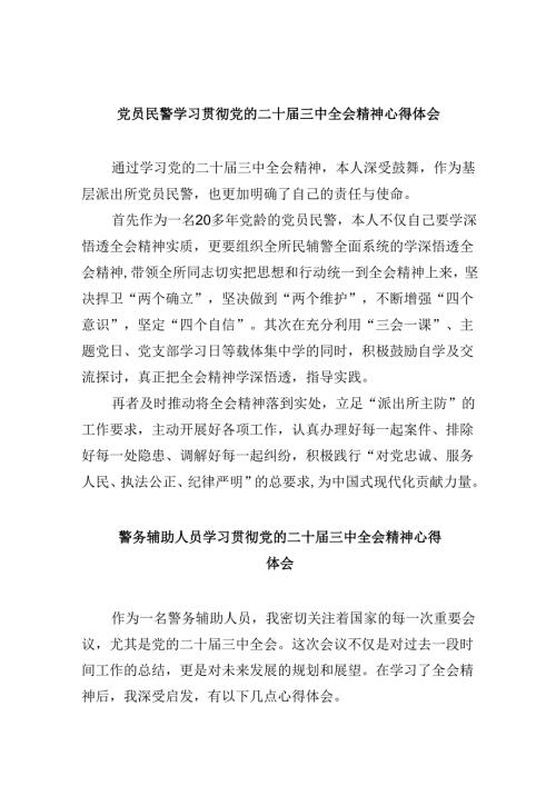 （11篇）党员民警学习贯彻党的二十三中全会精神心得体会汇编最新.docx