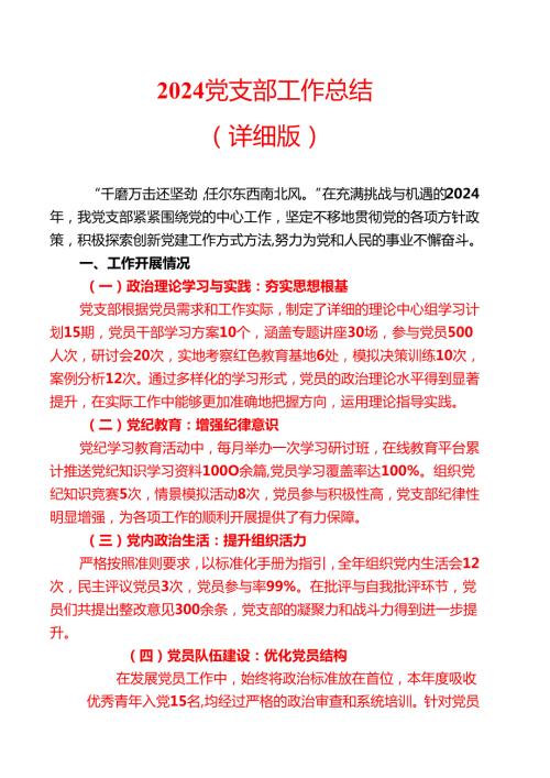 2024党支部工作总结（详细版）.docx