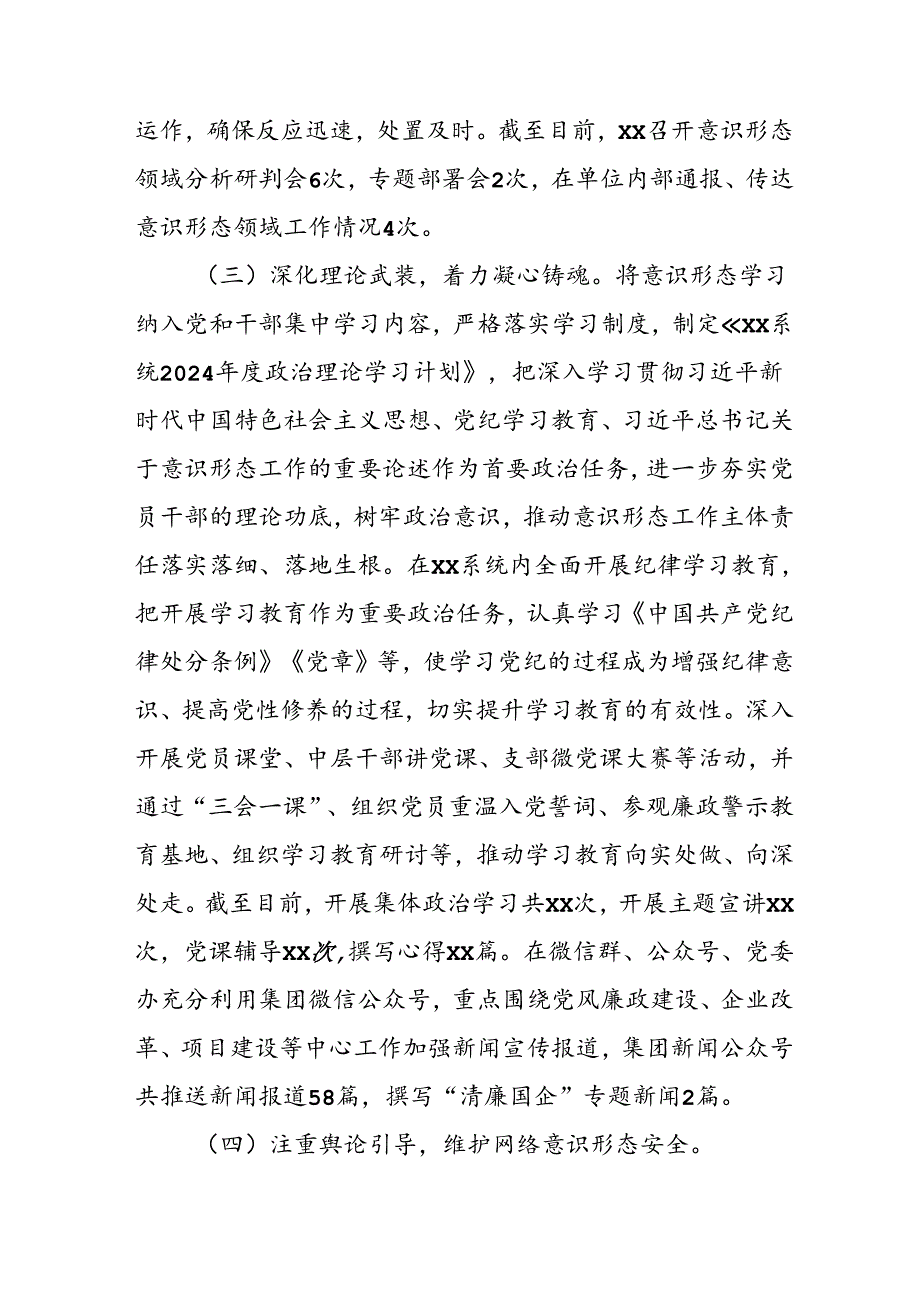 2024年开展上半年党支部意识形态情况工作汇报 汇编8份.docx_第2页