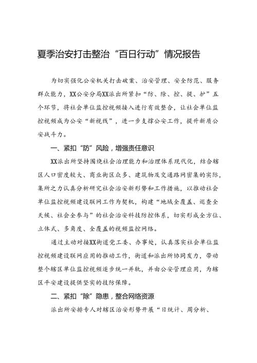 十八篇2024年公安机推进夏季治安打击整治行动情况报告.docx