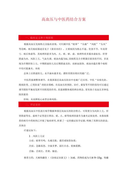 高血压与中医药结合方案2416.docx