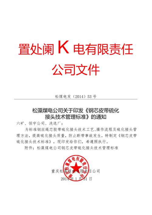 松藻煤电公司钢芯皮带硫化接头技术管理规范.docx