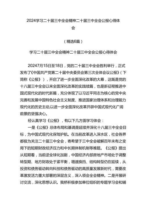 2024学习二十三中全会精神二十三中全会公报心得体会（精选6篇）.docx