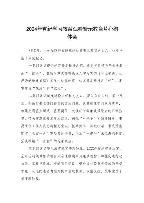 2024党纪学习教育观看警示教育片心得体会十七篇.docx