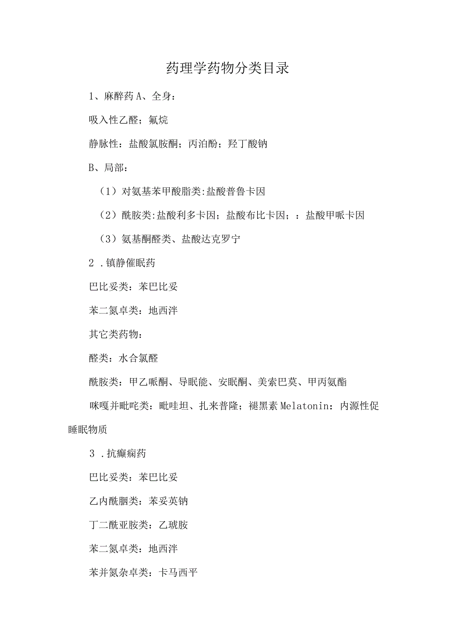 药理学药物分类目录.docx_第1页