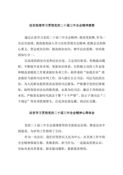 （11篇）法官助理学习贯彻党的二十三中全会精神感想专题资料.docx
