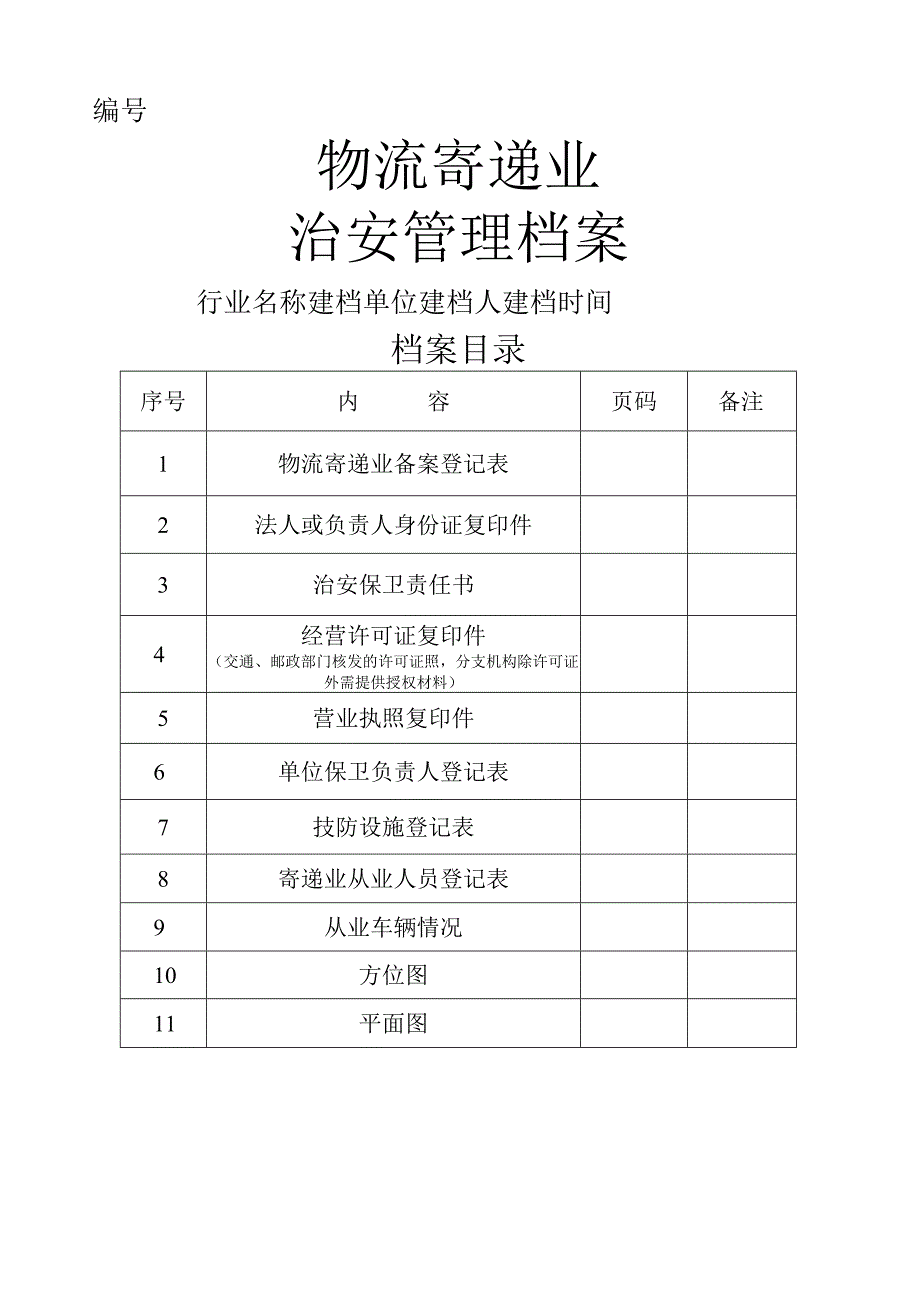 特种行业管理档案(物流寄递业).docx_第1页