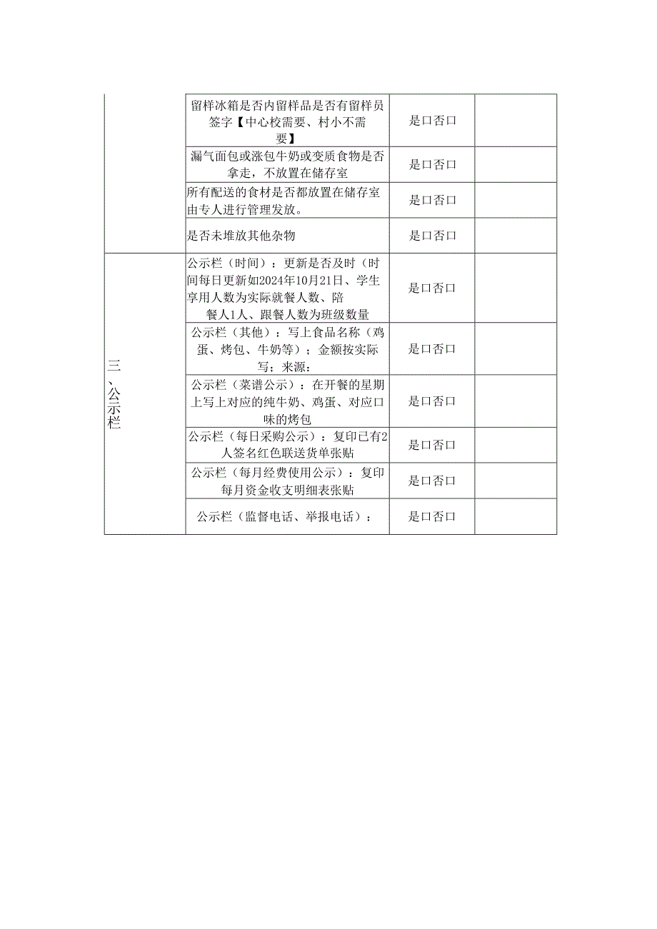 城南小学营养餐储存室食品台账及公示栏工作情况表模板.docx_第2页