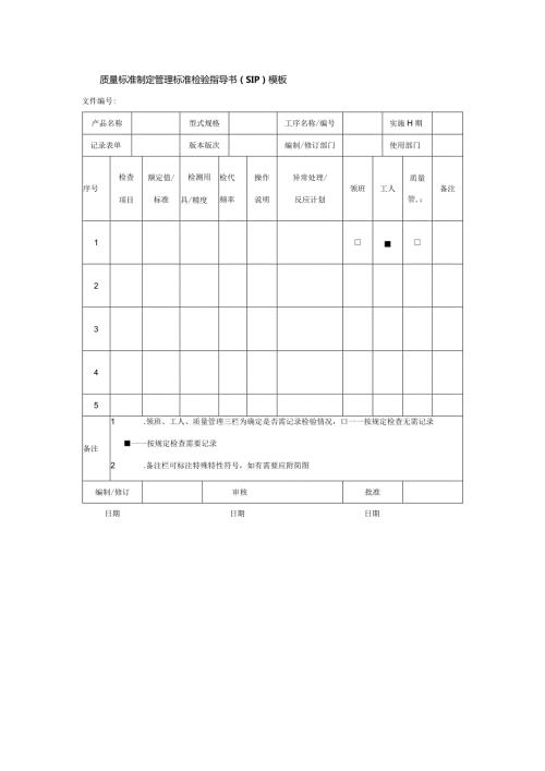 质量标准制定管理标准检验指导书（SIP）模板.docx