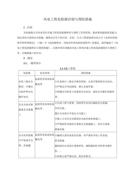 风电工程危险源识别与预防措施.docx