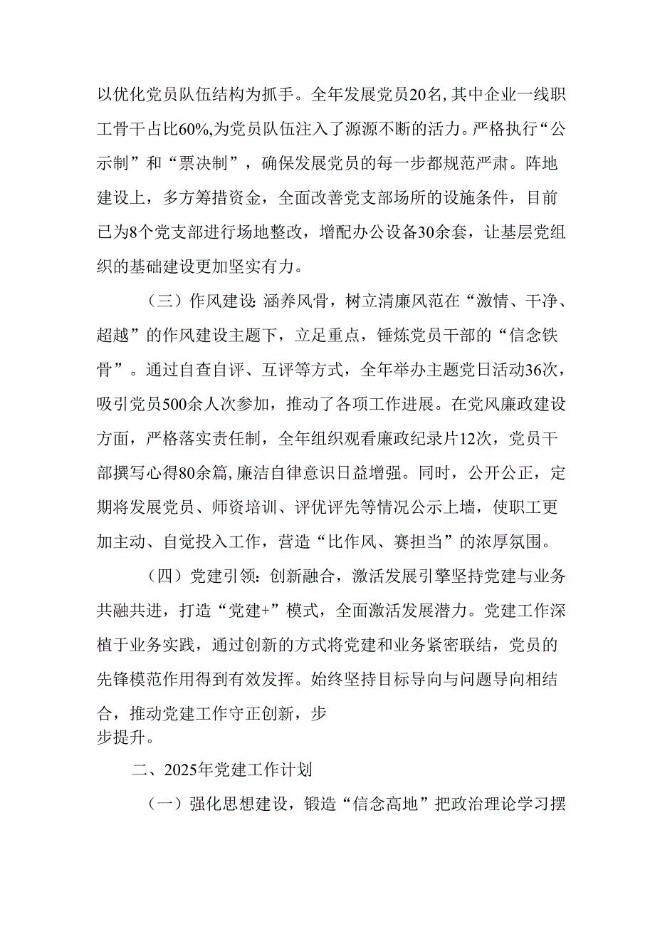 2024年公司党建工作总结及下一步工作计划（汇编5份）.docx_第2页