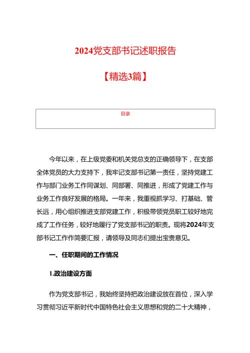 2024党支部书记述职报告.docx