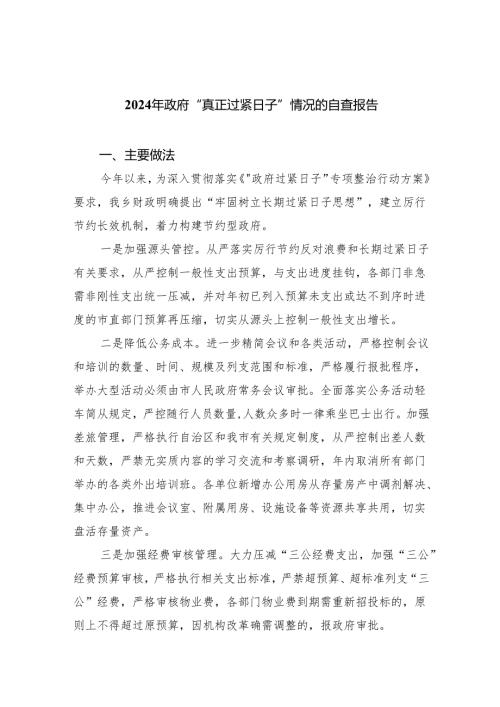 2024年政府“真正过紧日子”情况的自查报告（共8篇）.docx