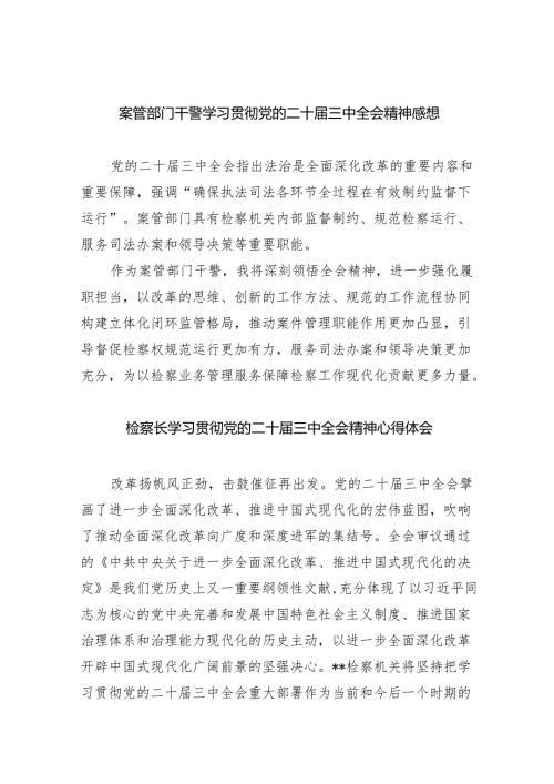案管部门干警学习贯彻党的二十三中全会精神感想四篇（精选版）.docx