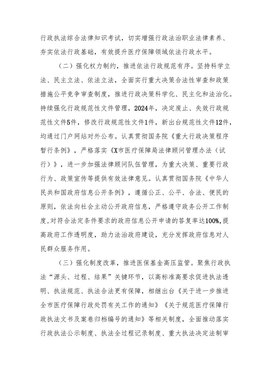 市医疗保障局关于2024年法治政府建设工作情况的报告.docx_第2页