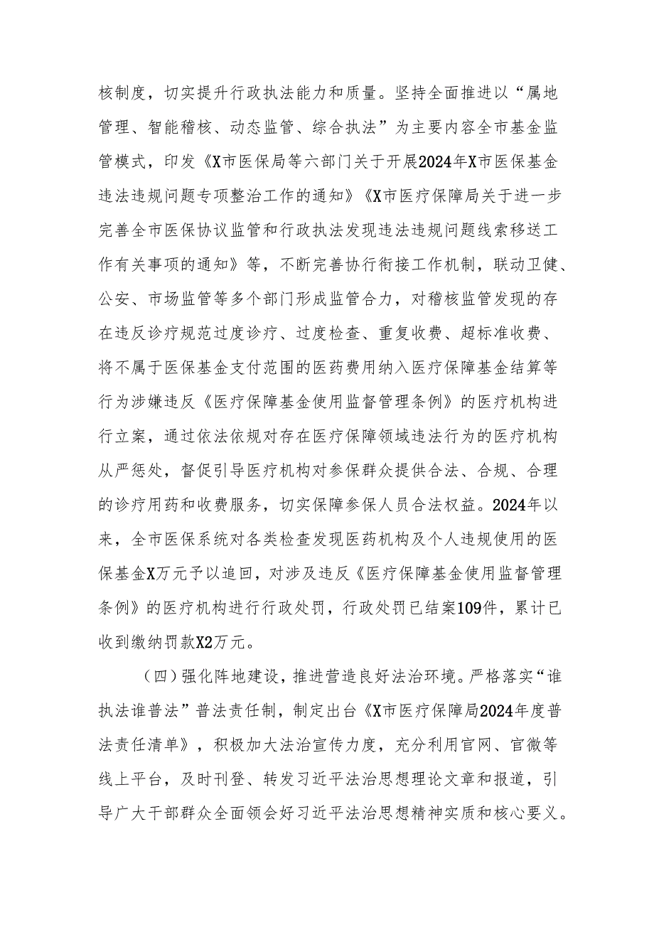 市医疗保障局关于2024年法治政府建设工作情况的报告.docx_第3页