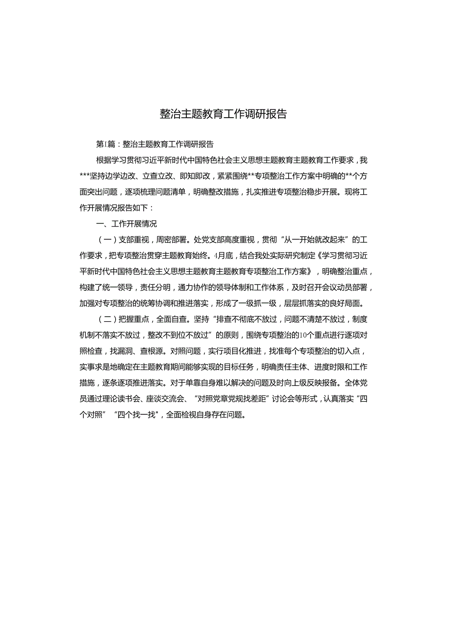 整治主题教育工作调研报告(1).docx_第1页
