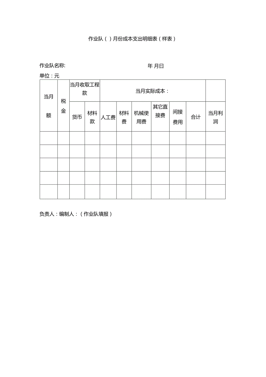 作业队月份成本支出明细表（样表）.docx_第1页