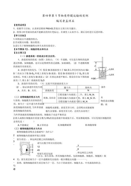 物质跨膜运输的实例导学案.docx