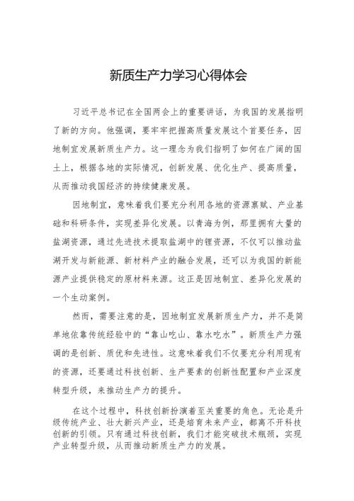 学习“新质生产力”心得体会研讨交流材料11篇.docx