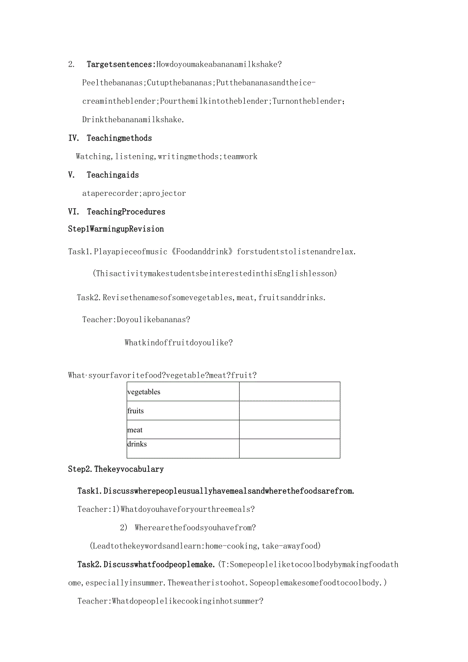 Unit 8：How do you make a banana milk shake教案.docx_第3页