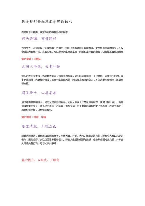 医美整形面相风水学咨询话术.docx