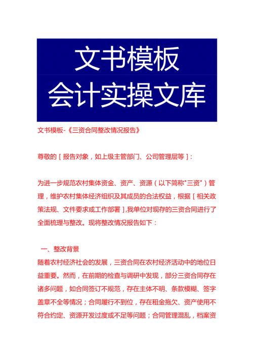 文书模板《三资合同整改情况报告》.docx