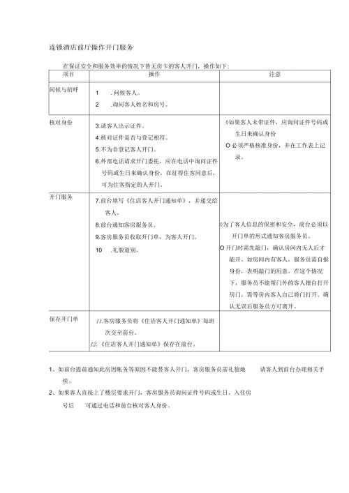 连锁酒店前厅操作开门服务.docx