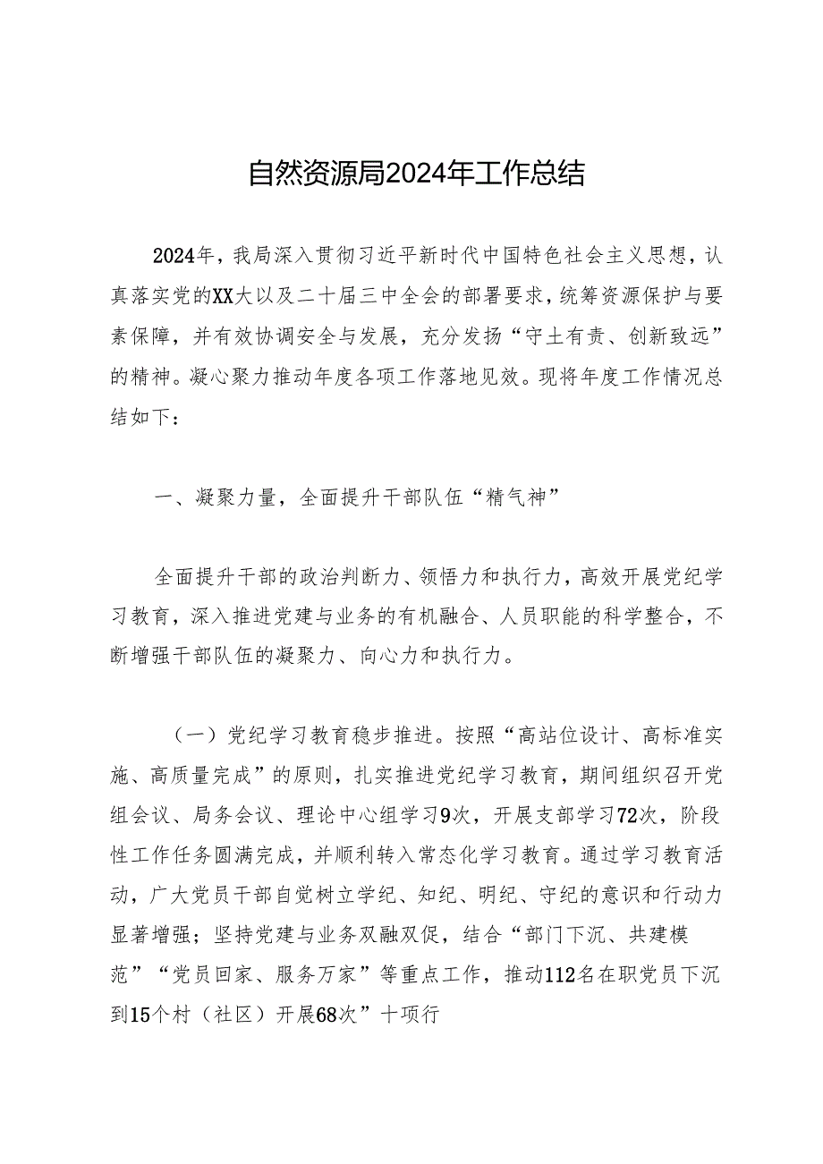 工作总结：20241127自然资源局2024年工作总结.docx_第1页