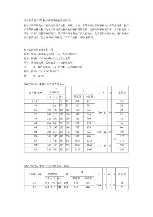 调节阀系列Y45Y杠杆式调节阀的详细资料.docx