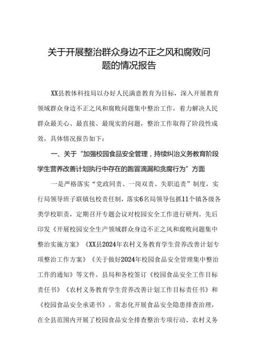 2024关于开展整治群众身边不正之风和腐败问题的情况报告7篇.docx