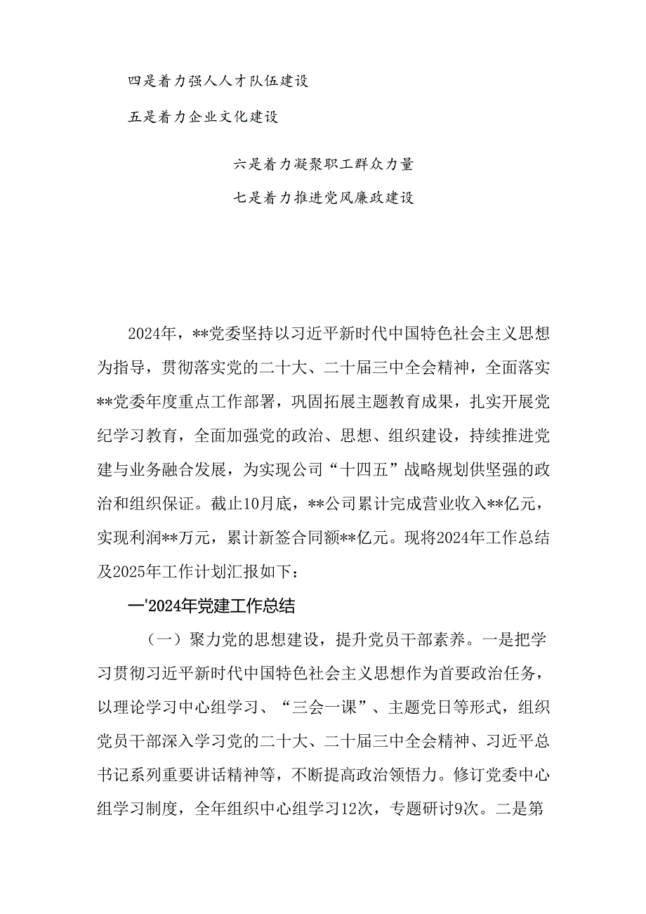 公司党委关于2024年工作总结及2025年工作计划.docx_第2页