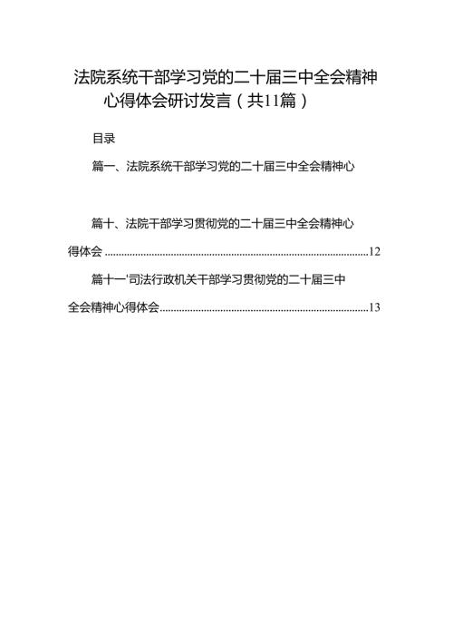 （11篇）法院系统干部学习党的二十三中全会精神心得体会研讨发言范文.docx