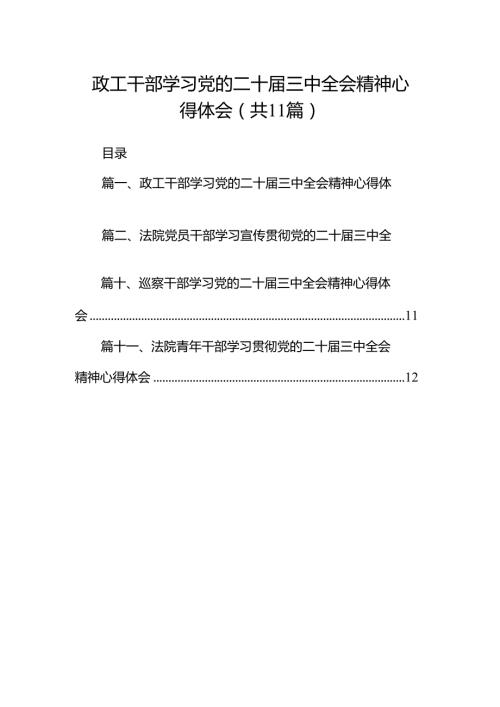 （11篇）政工干部学习党的二十三中全会精神心得体会范文.docx